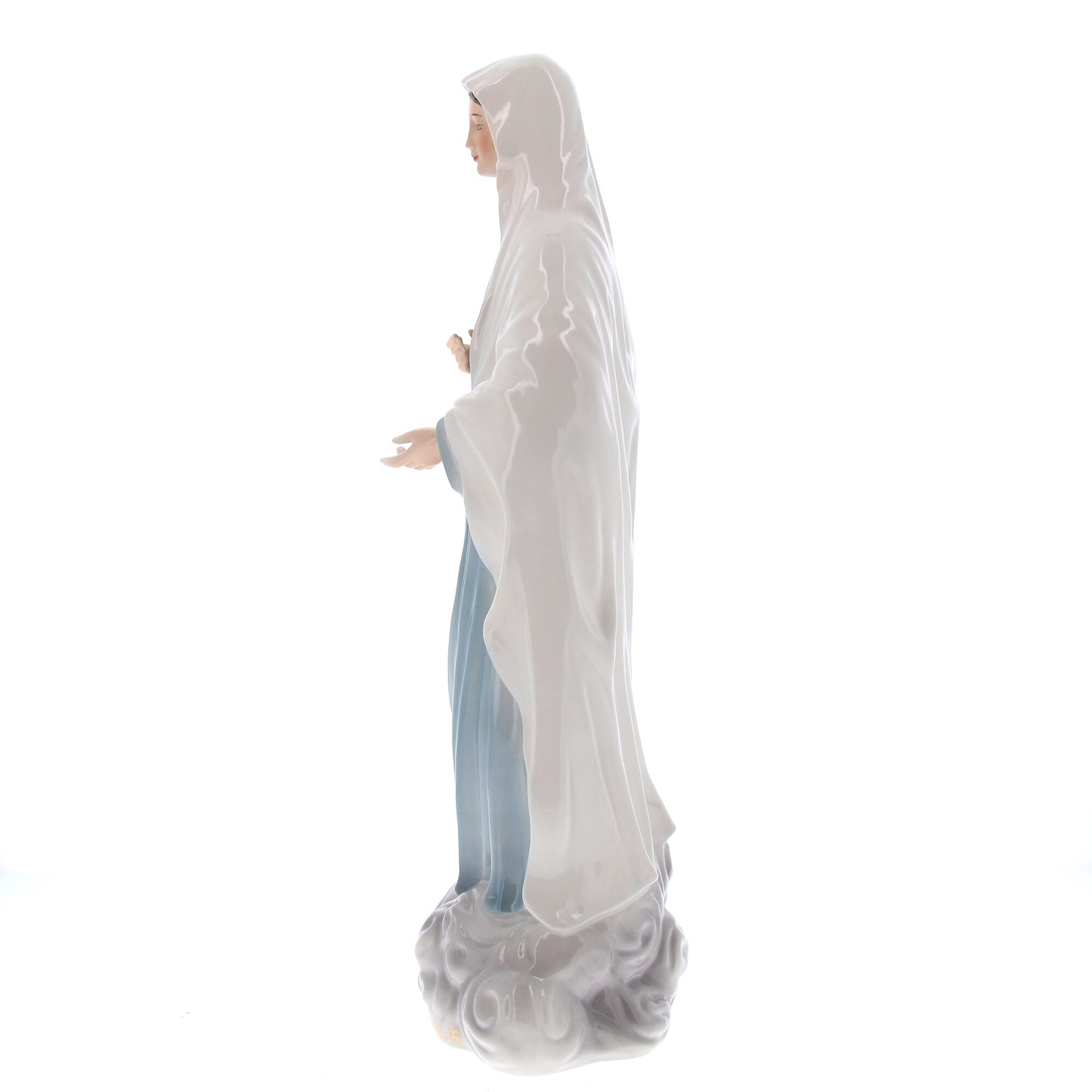 Statua Regina della pace in ceramica colorata dipinta a mano. Altezza 50 cm