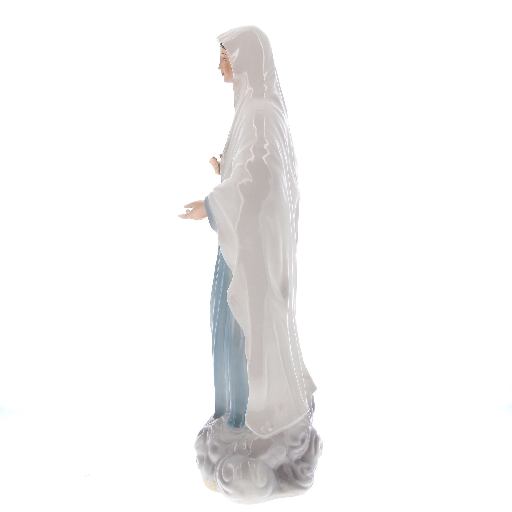 Statua Regina della pace in ceramica colorata dipinta a mano. Altezza 50 cm