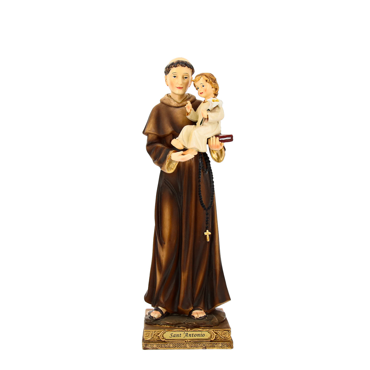 Statue des heiligen Antonius von Padua aus Kunstharz. Höhe 32 cm