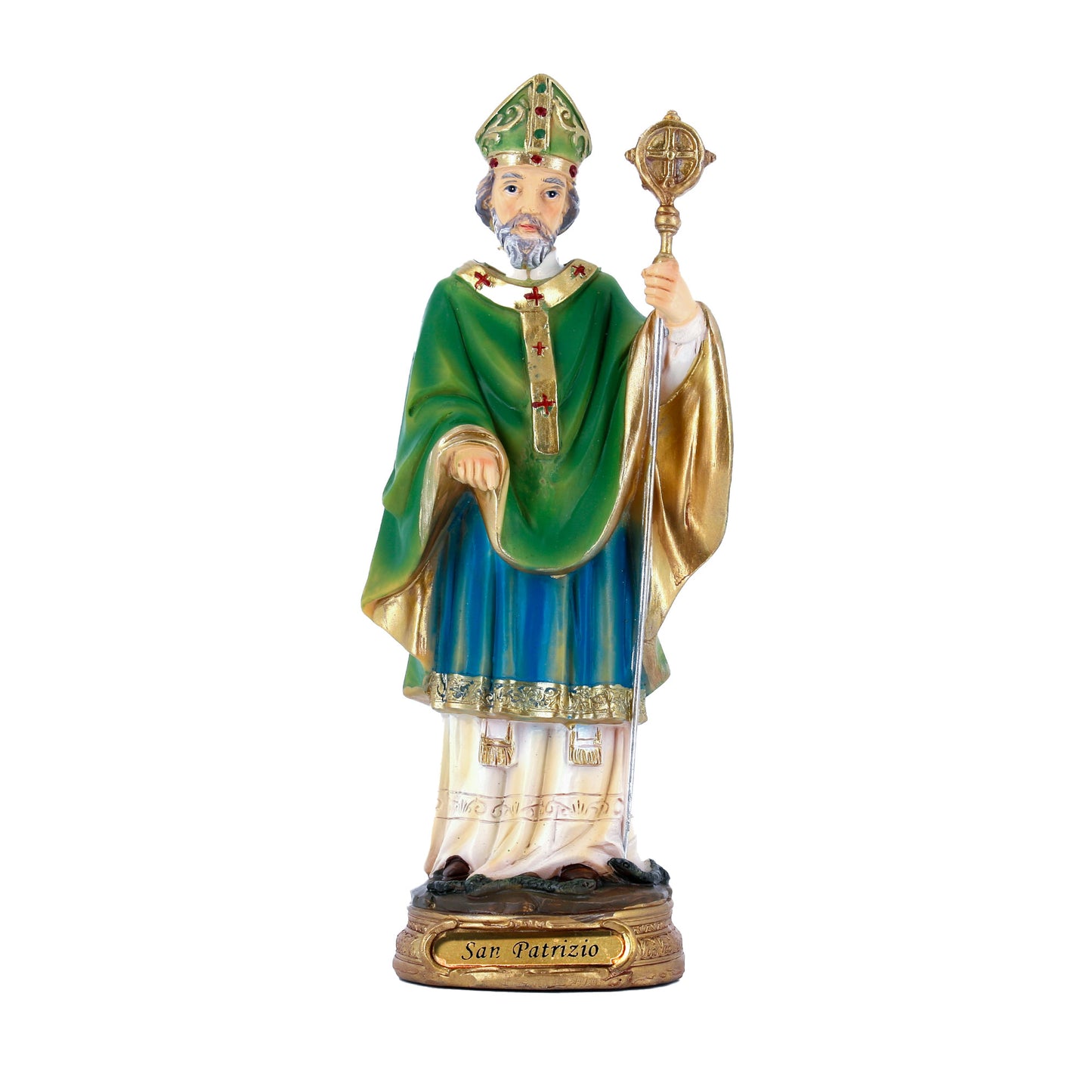 Statua San Patrizio in resina. Altezza 20 cm
