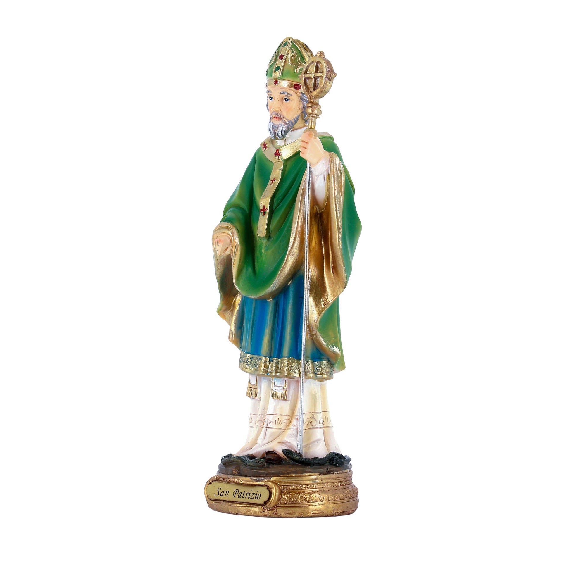 Statua San Patrizio in resina. Altezza 20 cm