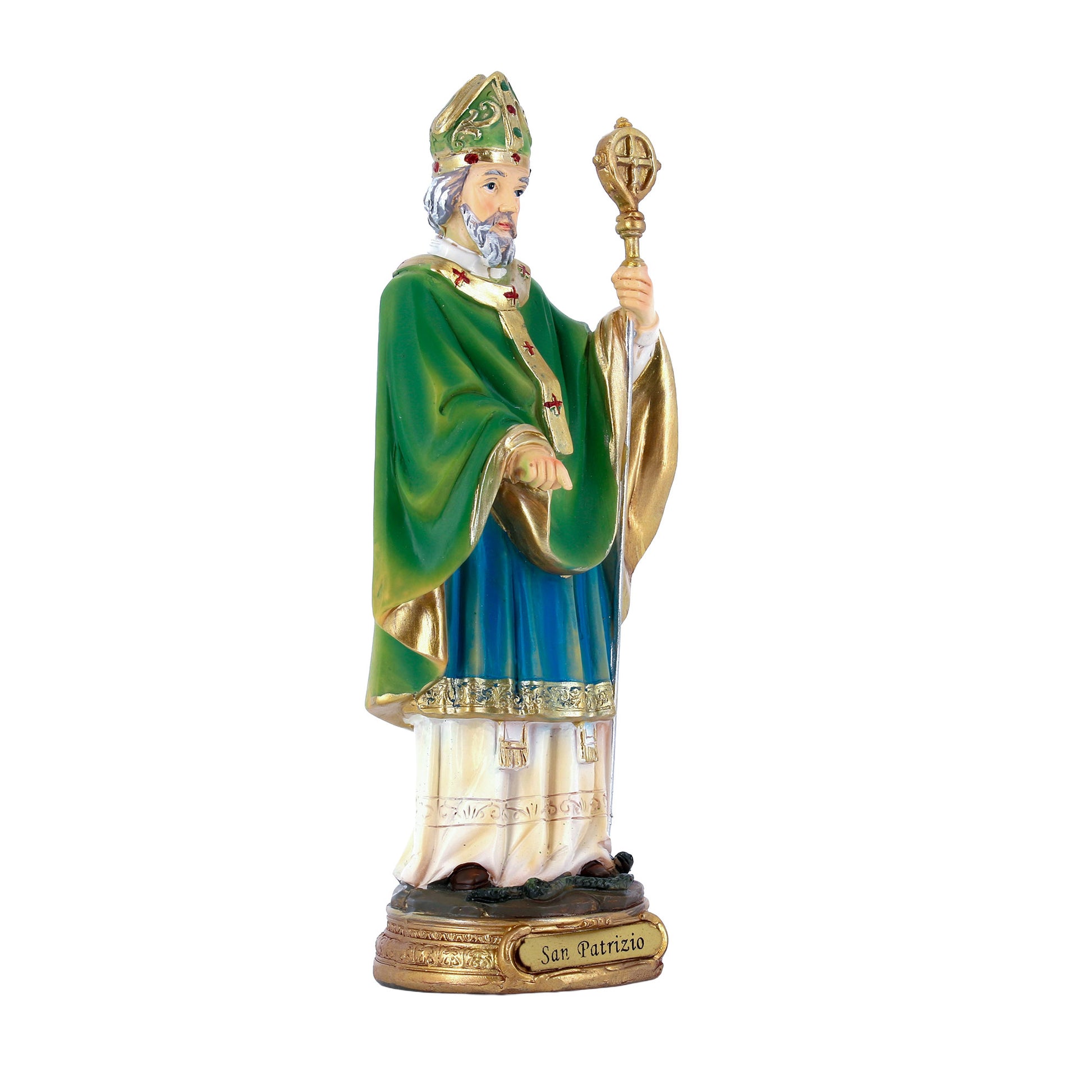 Statua San Patrizio in resina. Altezza 20 cm