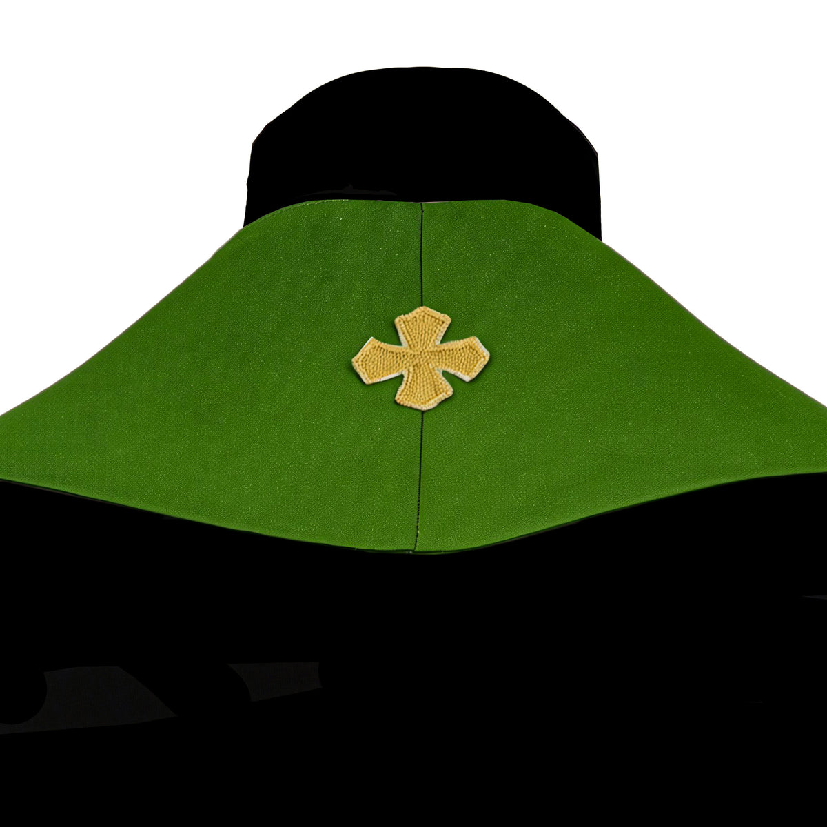 Priestly stole embroidered with IHS, made of green satin fabric