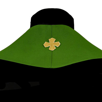 Priestly stole embroidered with IHS, made of green satin fabric