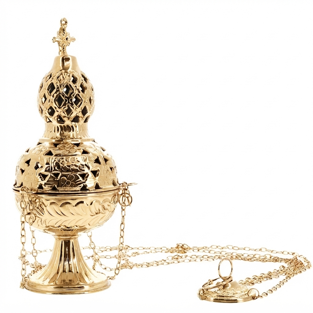 Turibolo Liturgico in Ottone Dorato 26 cm | Arredi Sacri