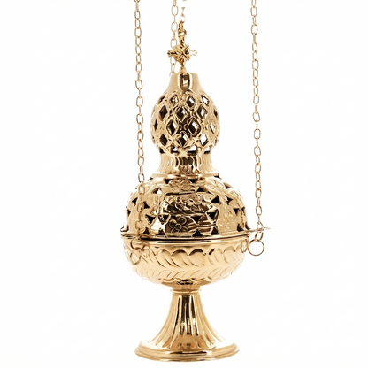 Turibolo Liturgico in Ottone Dorato 26 cm | Arredi Sacri