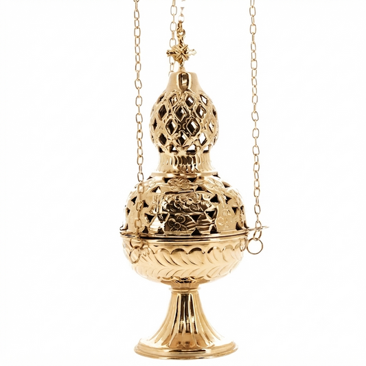 Turibolo Liturgico in Ottone Dorato 26 cm | Arredi Sacri