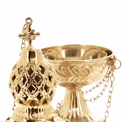 Turibolo Liturgico in Ottone Dorato 26 cm | Arredi Sacri