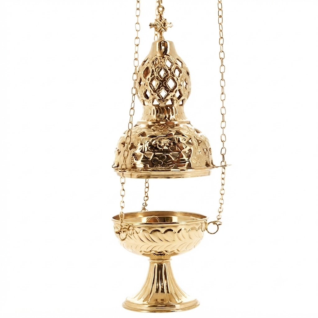 Turibolo Liturgico in Ottone Dorato 26 cm | Arredi Sacri