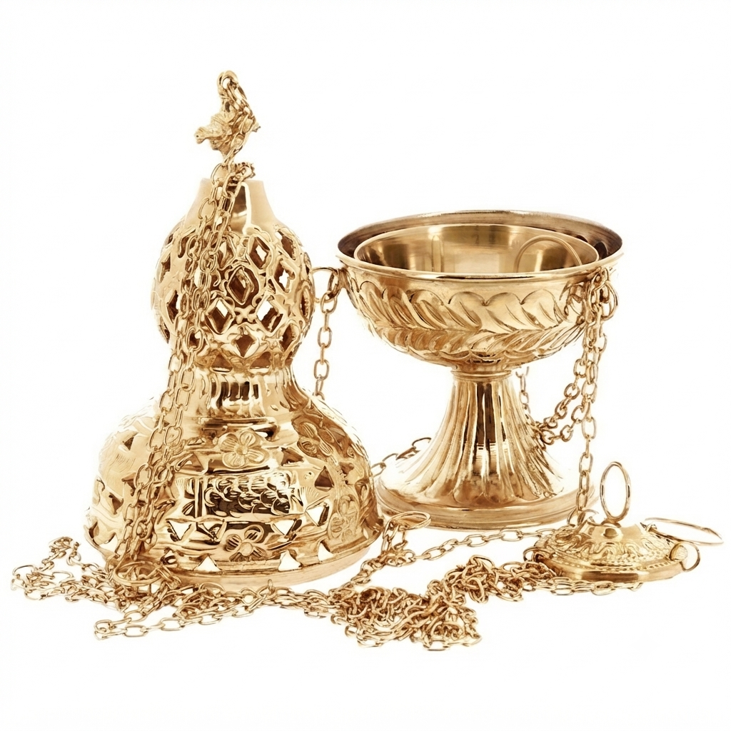 Turibolo Liturgico in Ottone Dorato 26 cm | Arredi Sacri