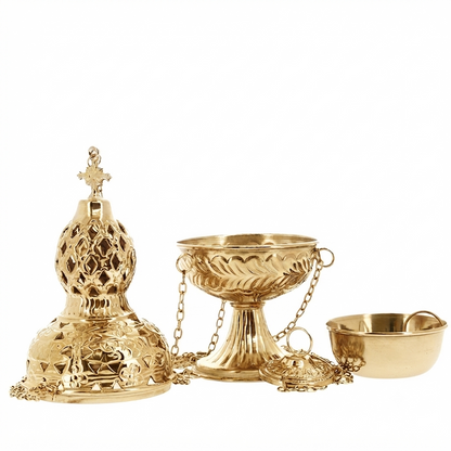 Turibolo Liturgico in Ottone Dorato 26 cm | Arredi Sacri