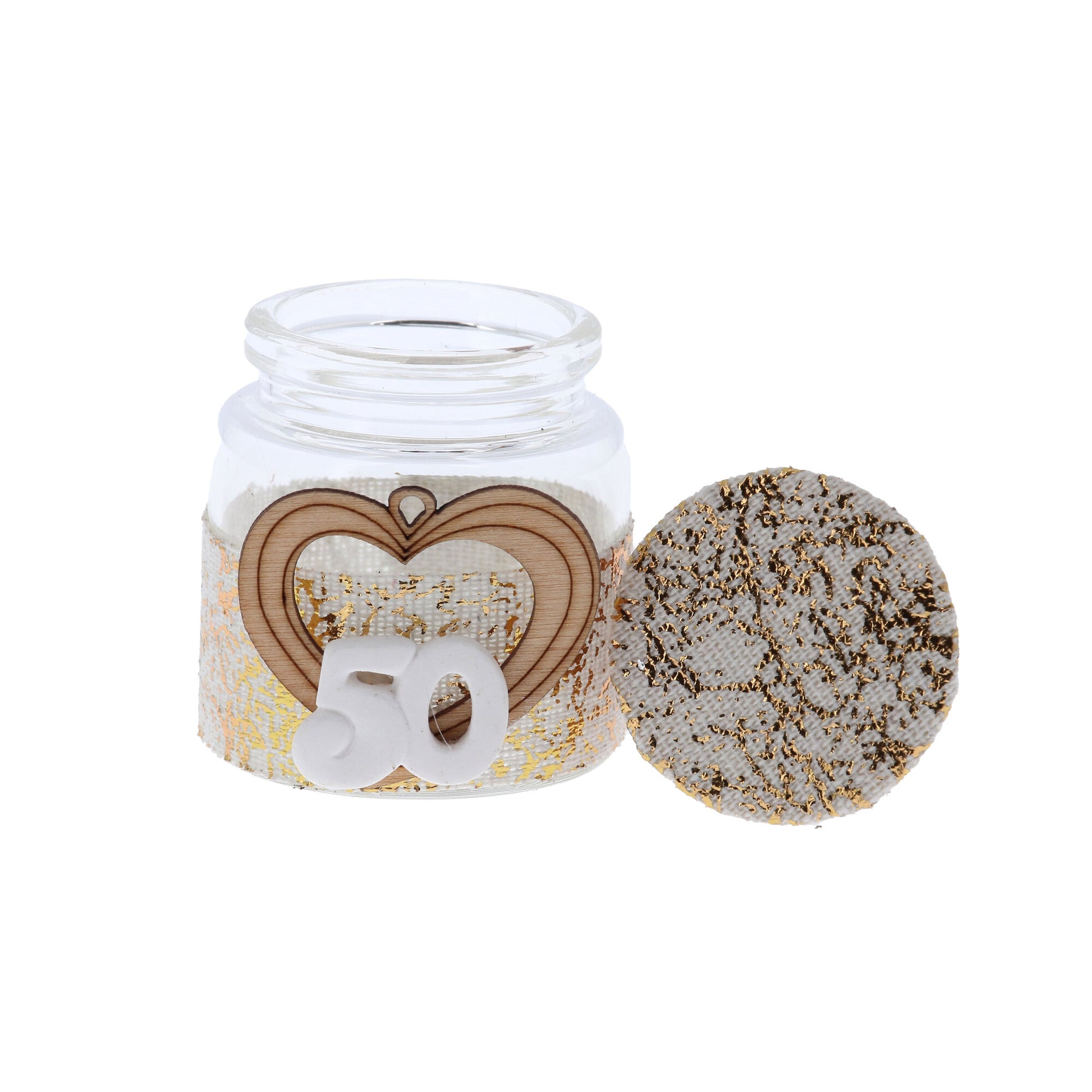 Vasetto portaconfetti in vetro - 50° anniversario di matrimonio. Altezza 5 cm