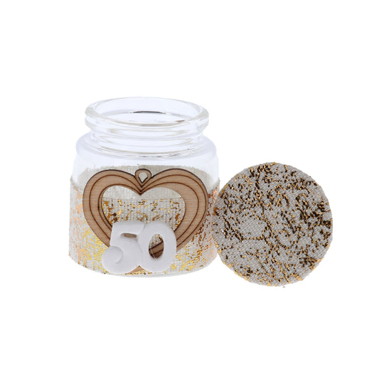 Vasetto portaconfetti in vetro - 50° anniversario di matrimonio. Altezza 5 cm