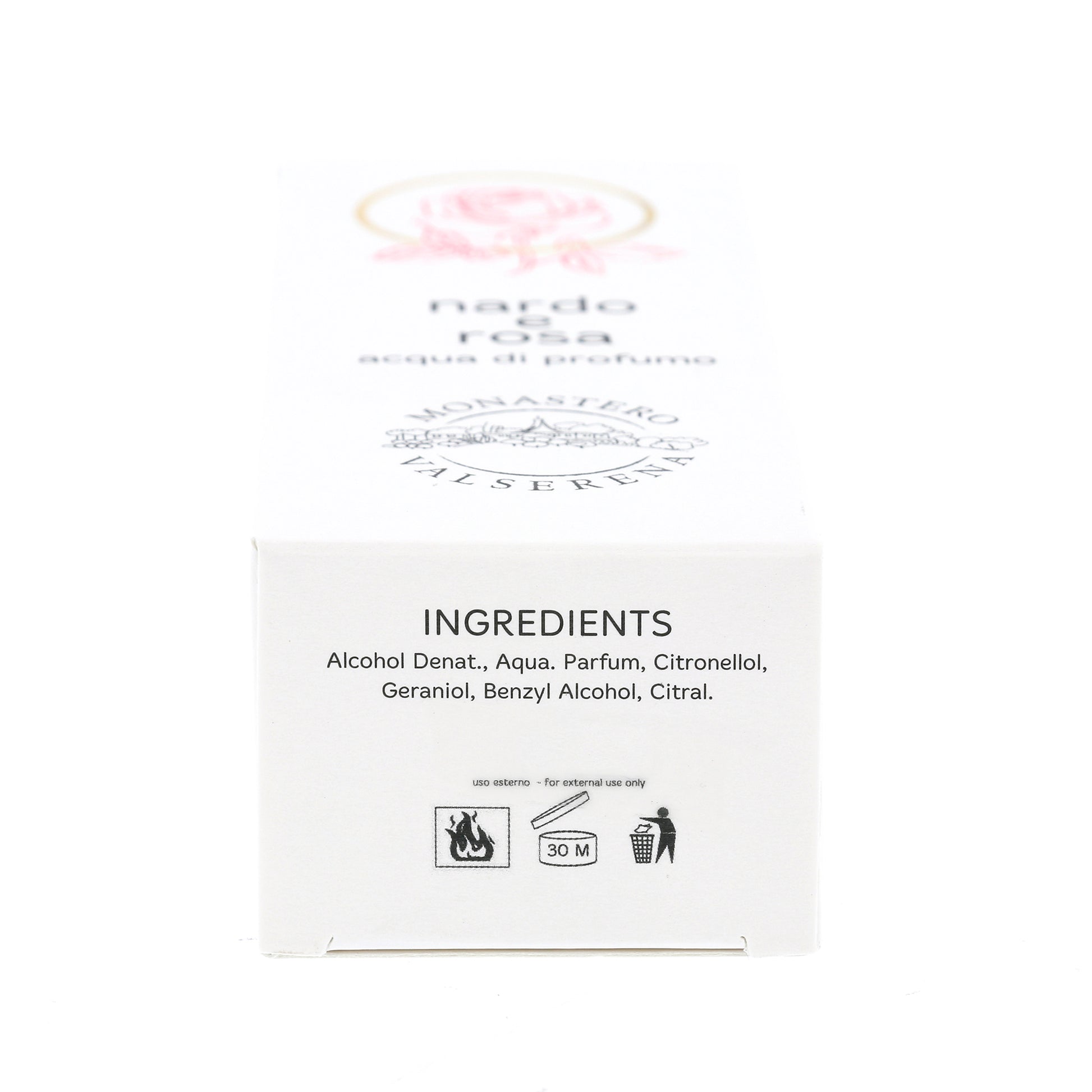 Acqua di profumo, fragranza Nardo e Rosa. Confezione da 50 ml