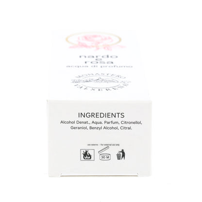 Acqua di profumo, fragranza Nardo e Rosa. Confezione da 50 ml