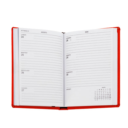 Agenda settimanale pocket 2026 rossa