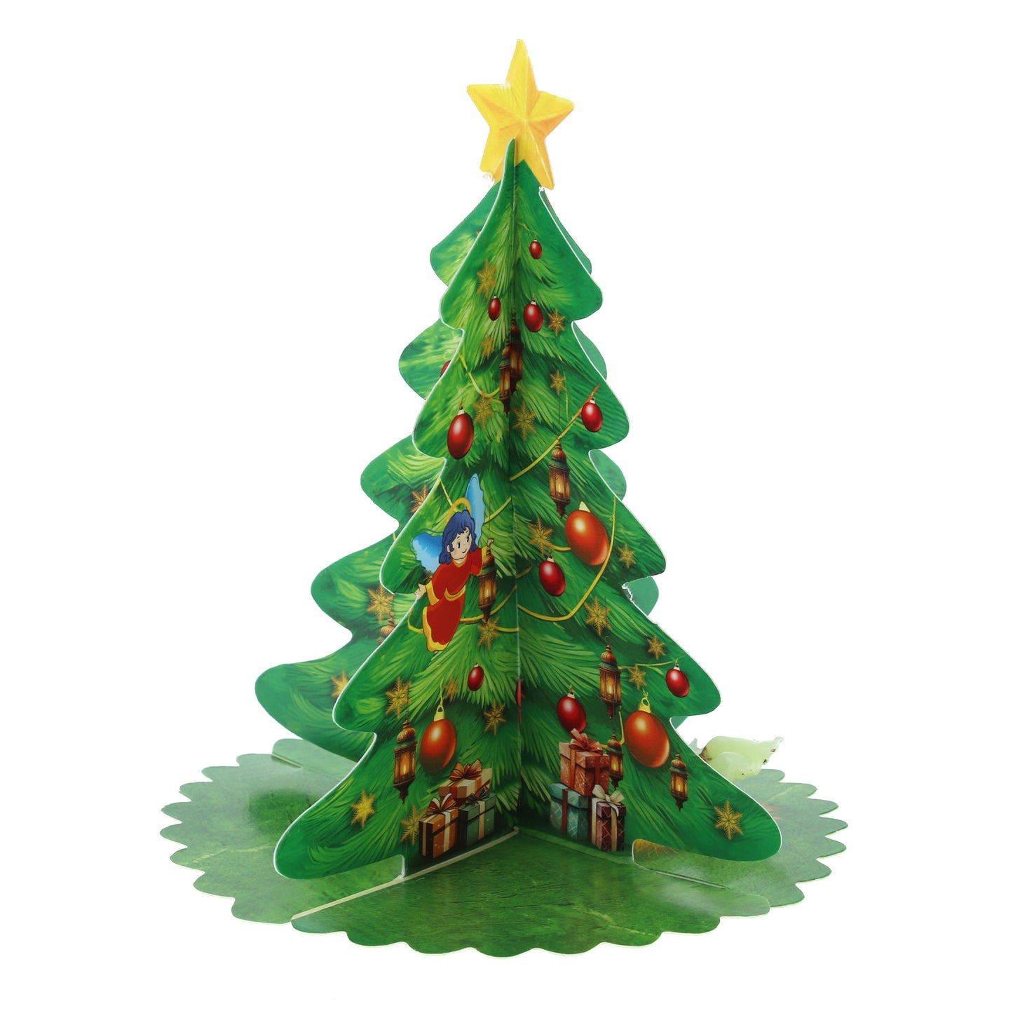 Albero di Natale tridimensionale da montare con Gesù Bambino fosforescente, per bambini. Altezza 15 cm