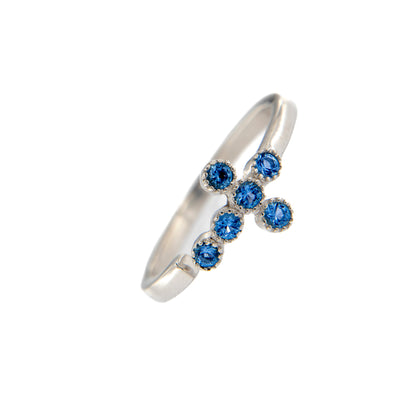 Anello Lumae Patronus, croce con zirconi blu, argento 925
