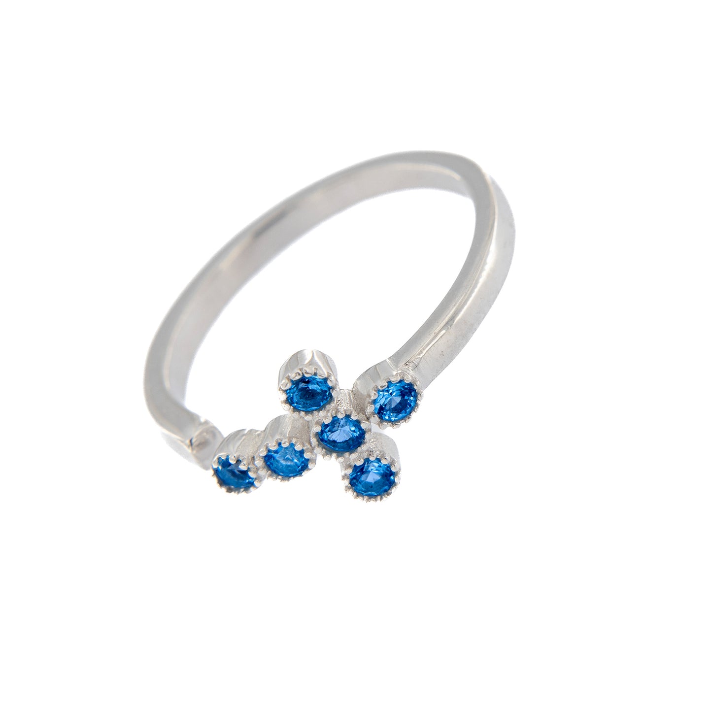 Anello Lumae Patronus, croce con zirconi blu, argento 925
