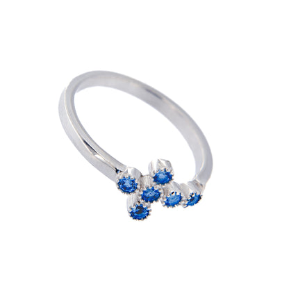 Anello Lumae Patronus, croce con zirconi blu, argento 925
