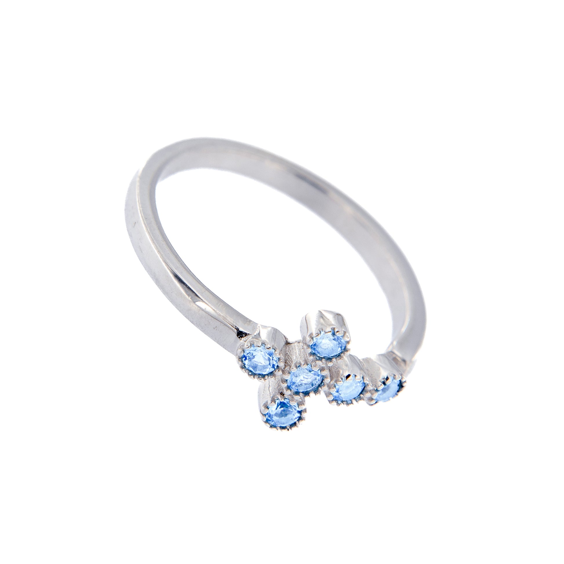 Anello Lumae Patronus, croce con zirconi celesti, argento 925