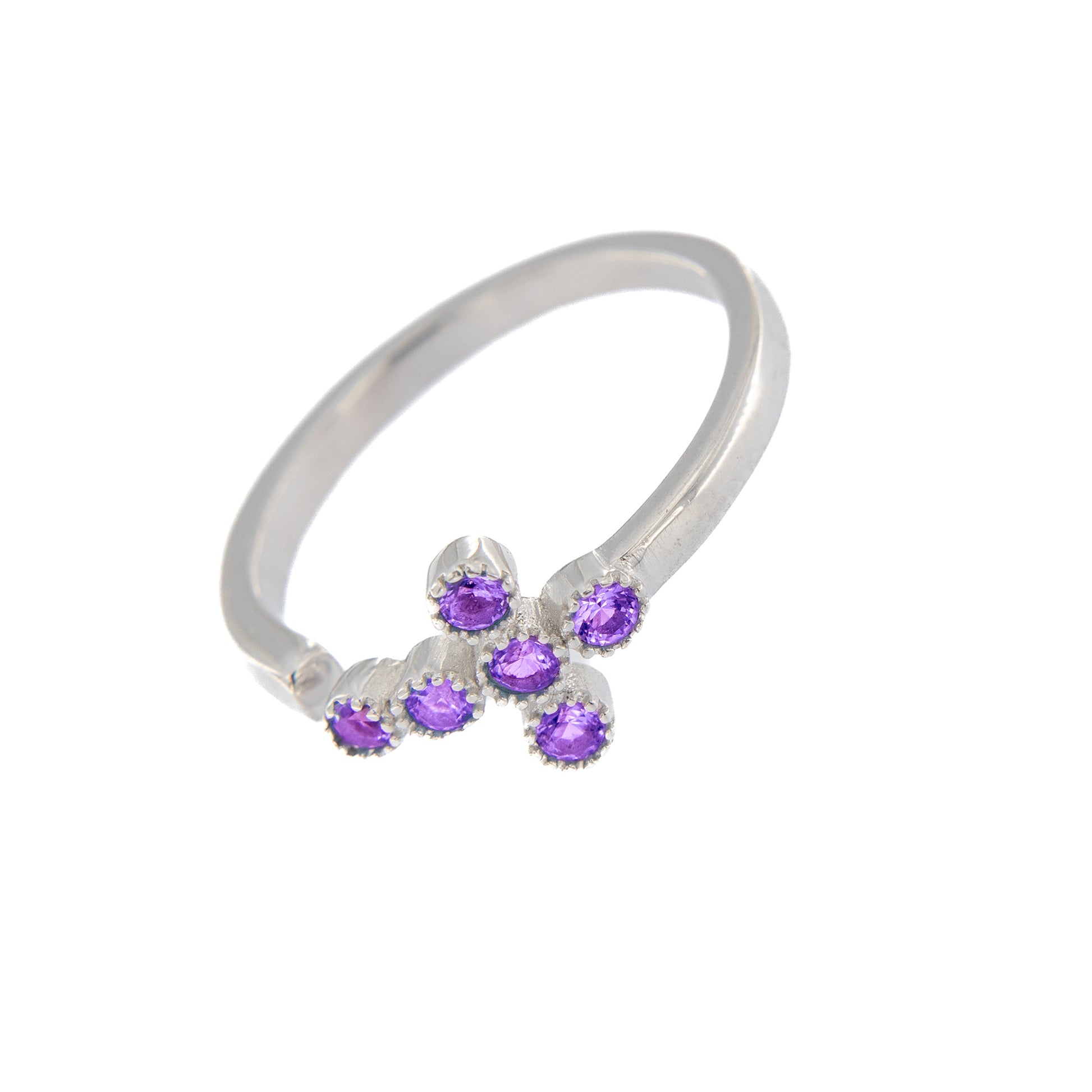 Anello Lumae Patronus, croce con zirconi viola, argento 925
