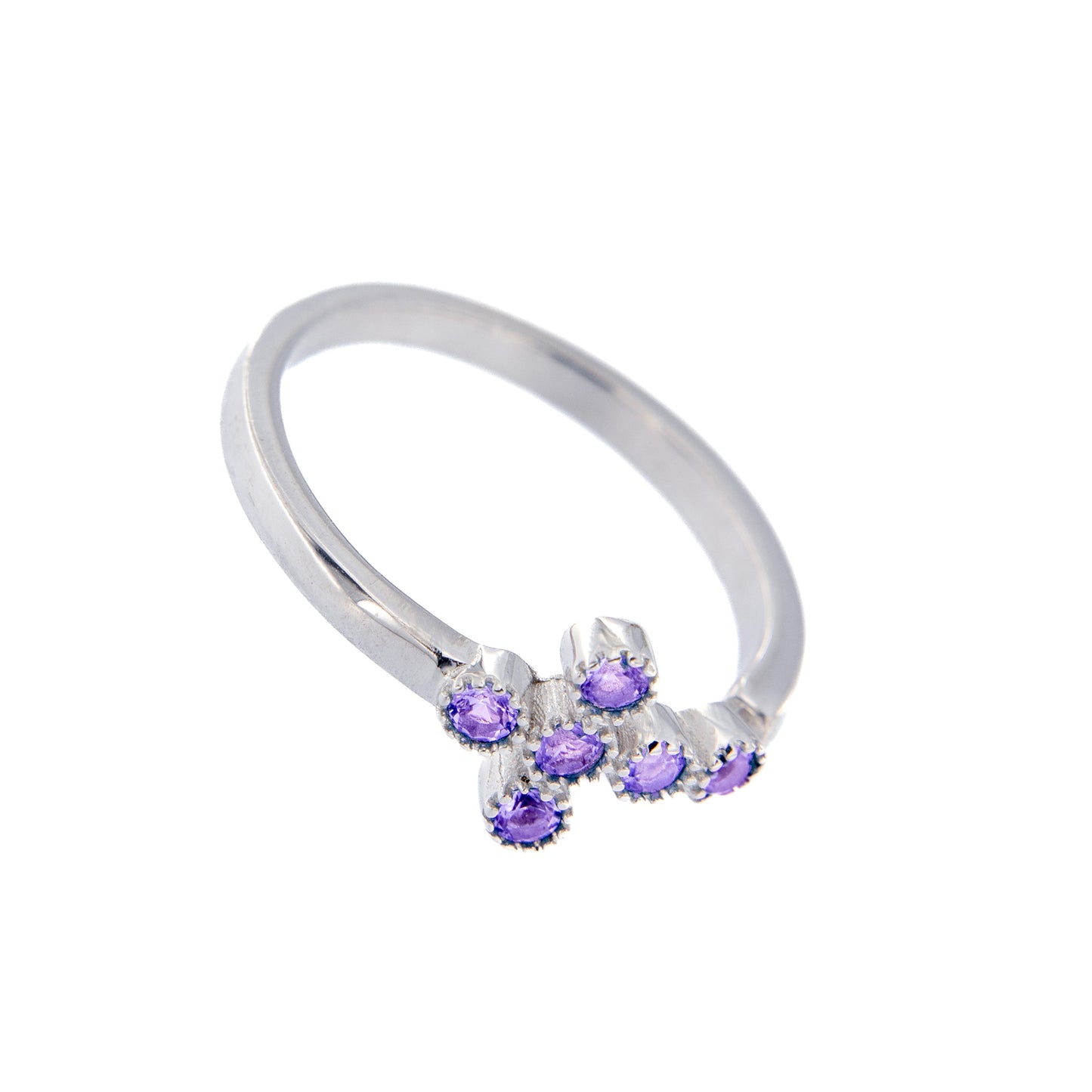 Anello Lumae Patronus, croce con zirconi viola, argento 925
