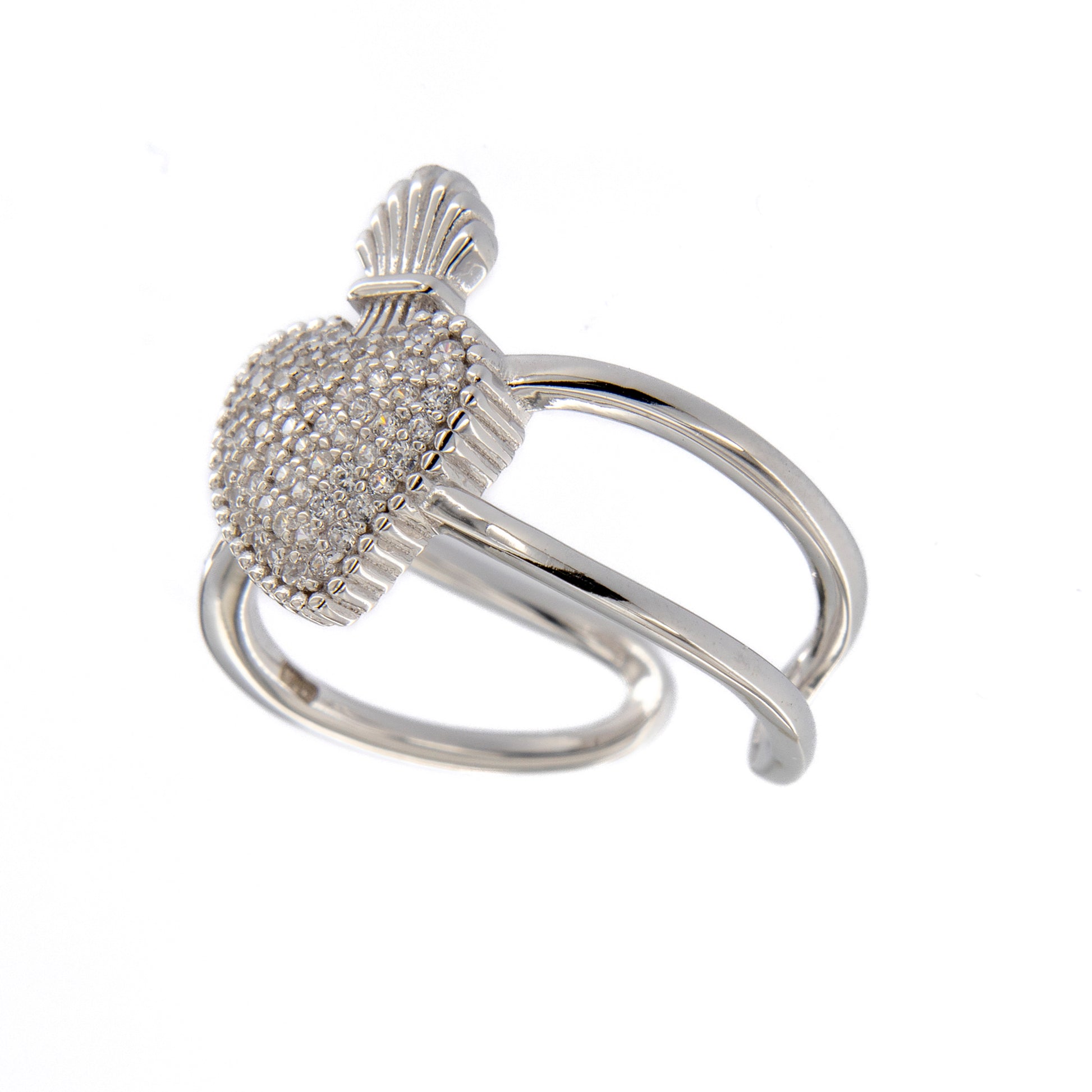 Anello Sacrum Cor, Cuore Votivo con zirconi bianchi, argento 925