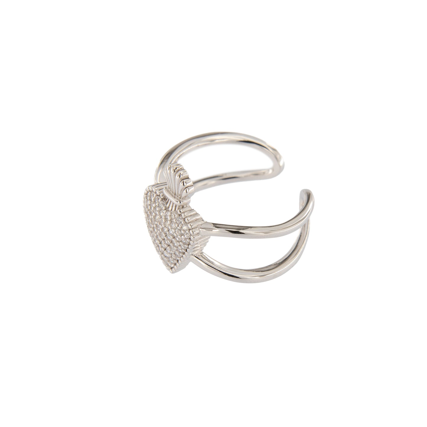 Anello Sacrum Cor, Cuore Votivo con zirconi bianchi, argento 925