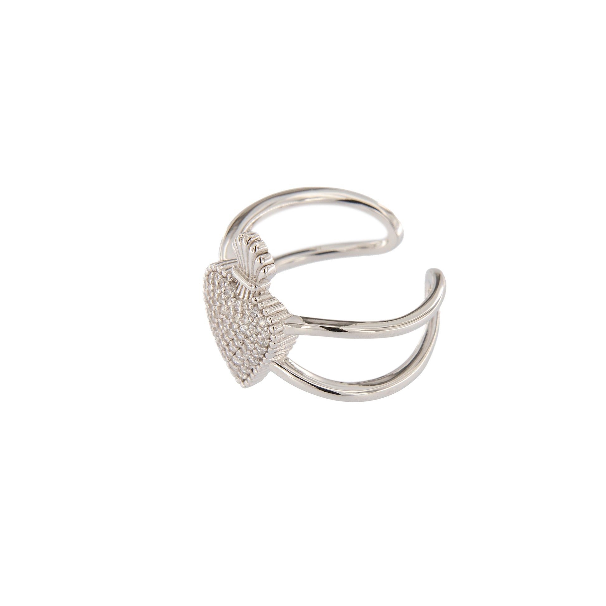 Anello Sacrum Cor, Cuore Votivo con zirconi bianchi, argento 925