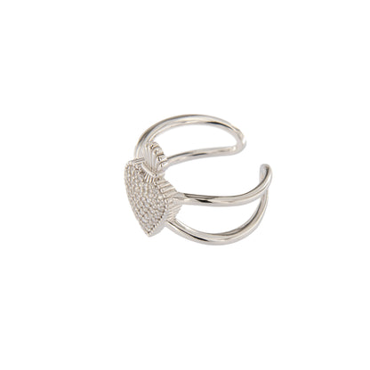 Anello Sacrum Cor, Cuore Votivo con zirconi bianchi, argento 925