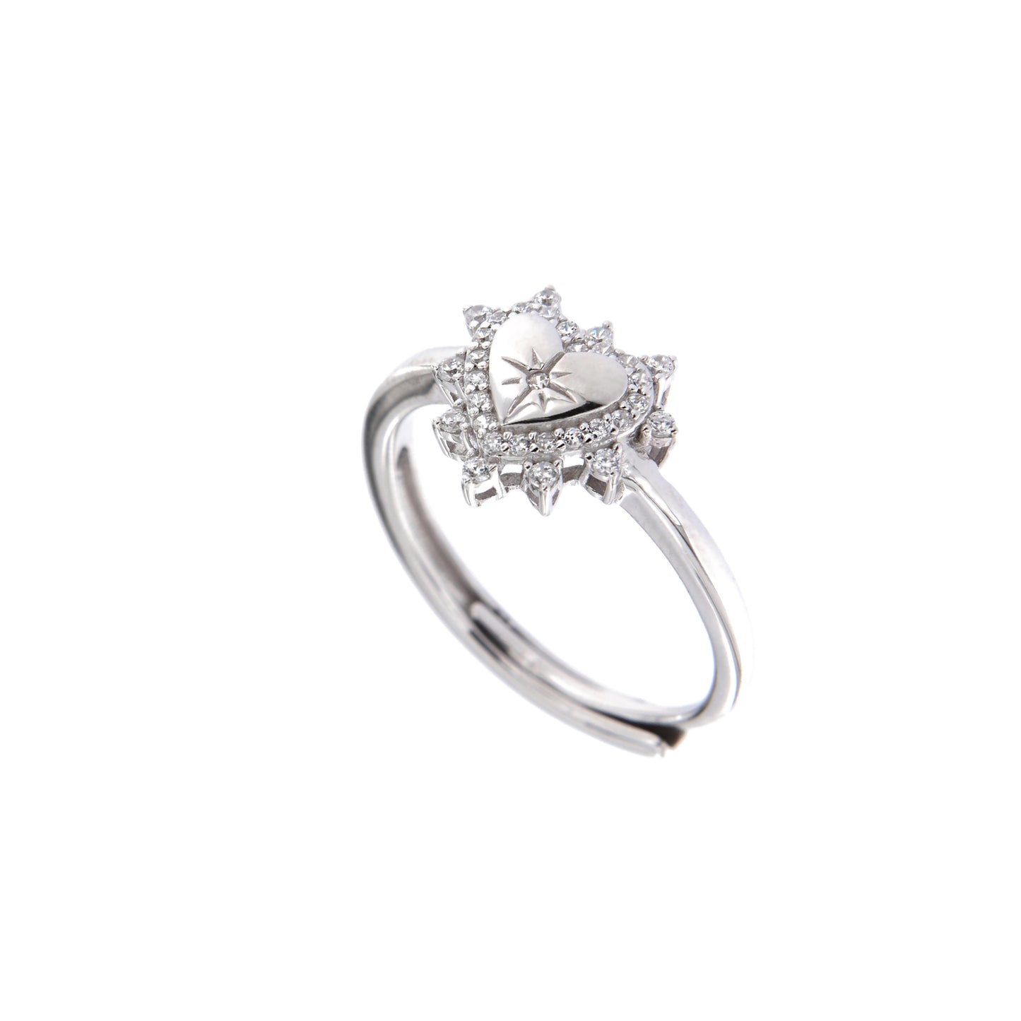 Anello Lumina, Cuore con zirconi bianchi, argento 925