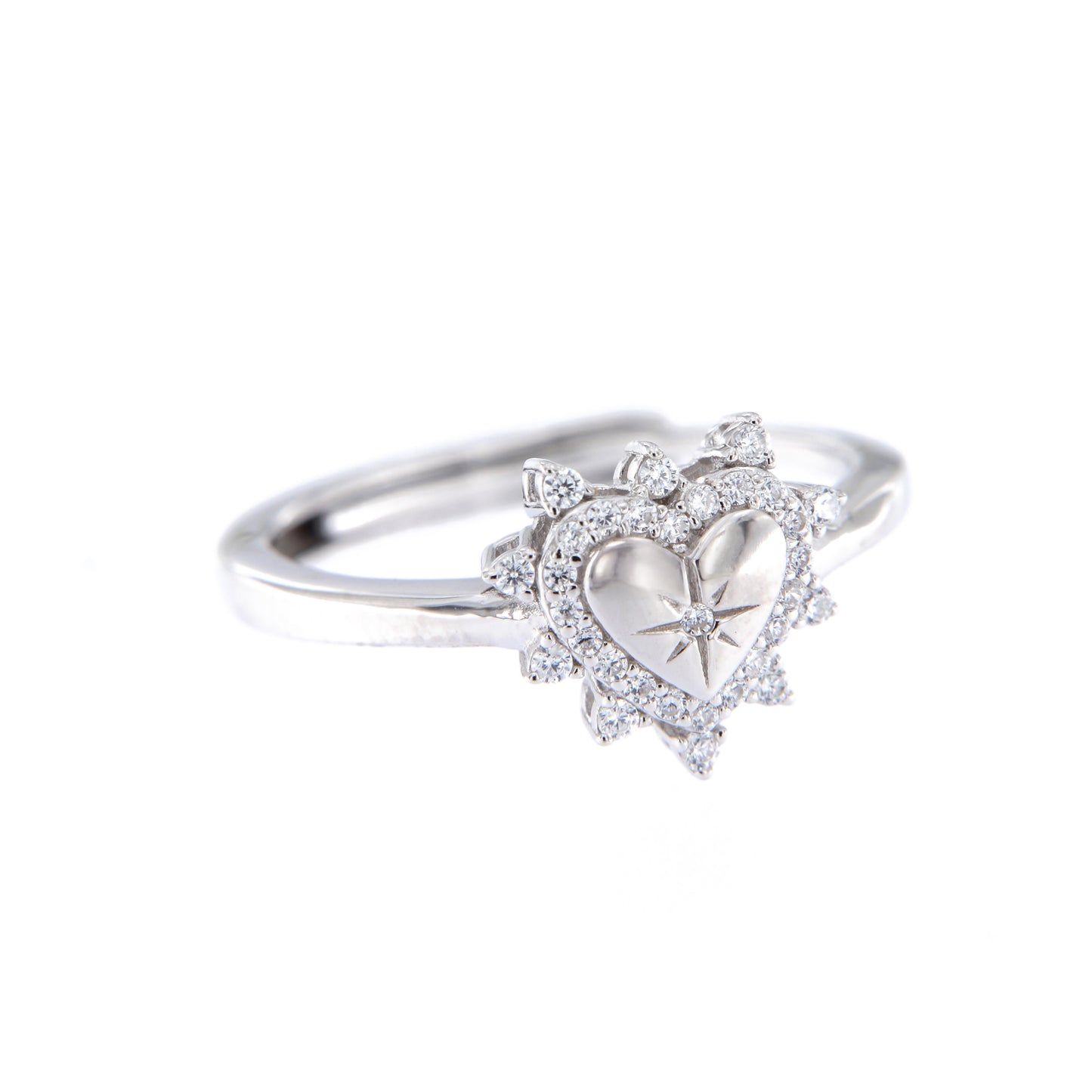 Anello Lumina, Cuore con zirconi bianchi, argento 925
