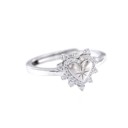 Anello Lumina, Cuore con zirconi bianchi, argento 925