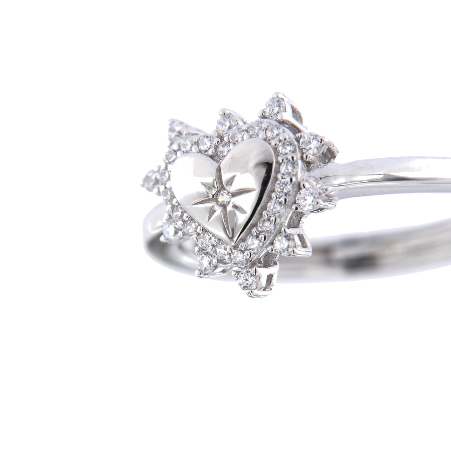 Anello Lumina, Cuore con zirconi bianchi, argento 925