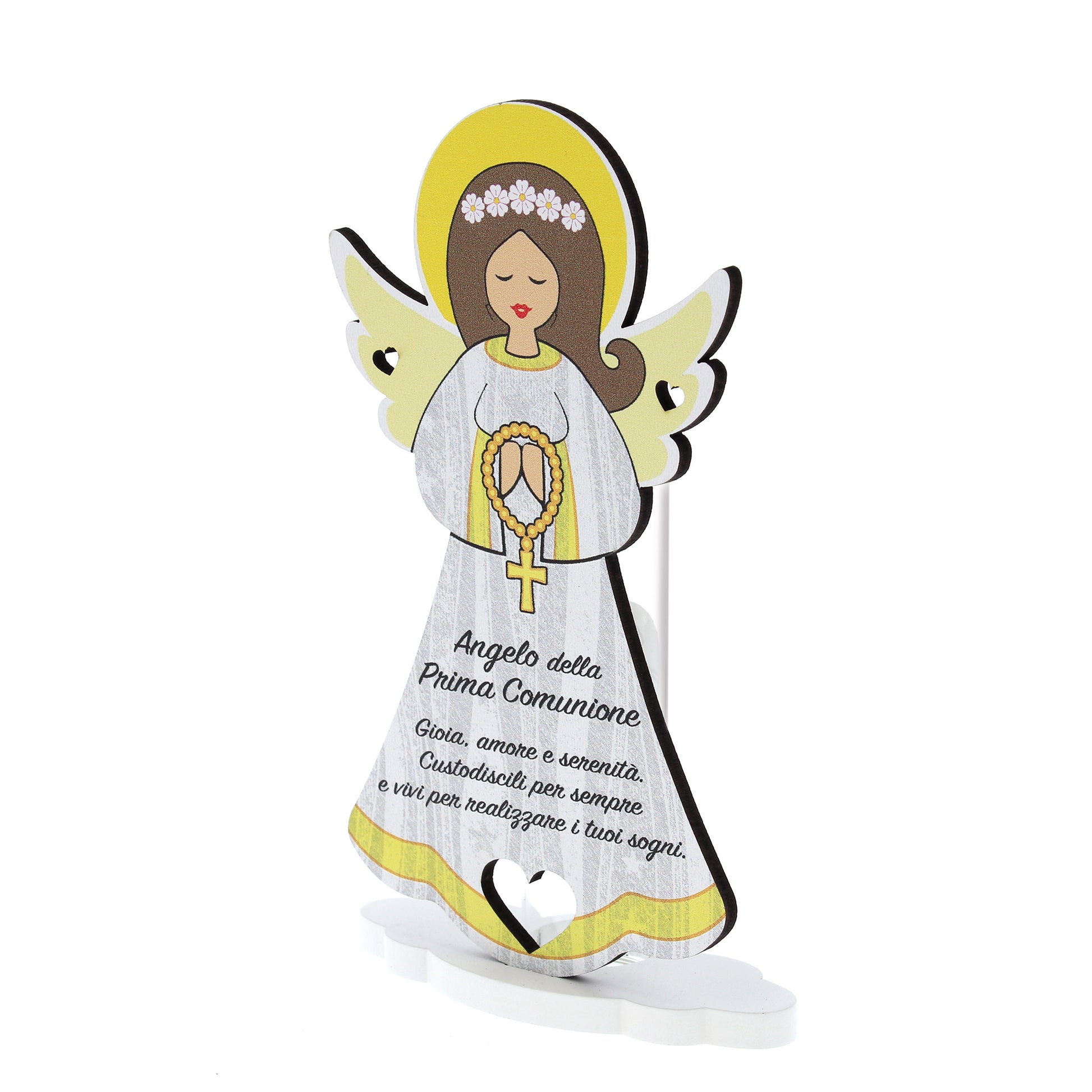 Ricordino Comunione - Angelo profumatore/porta confetti da appoggio. Altezza 15,5 cm
