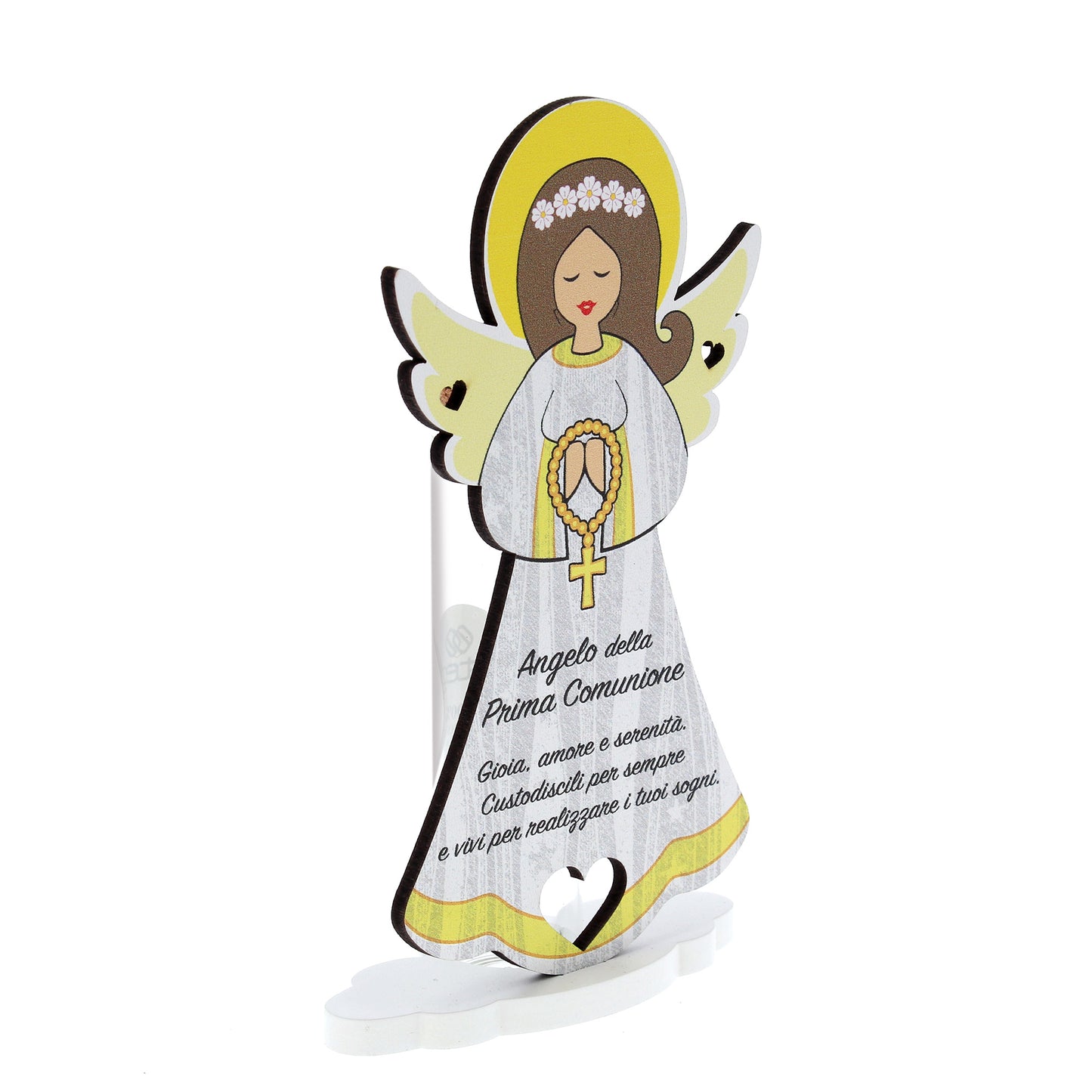 Ricordino Comunione - Angelo profumatore/porta confetti da appoggio. Altezza 15,5 cm