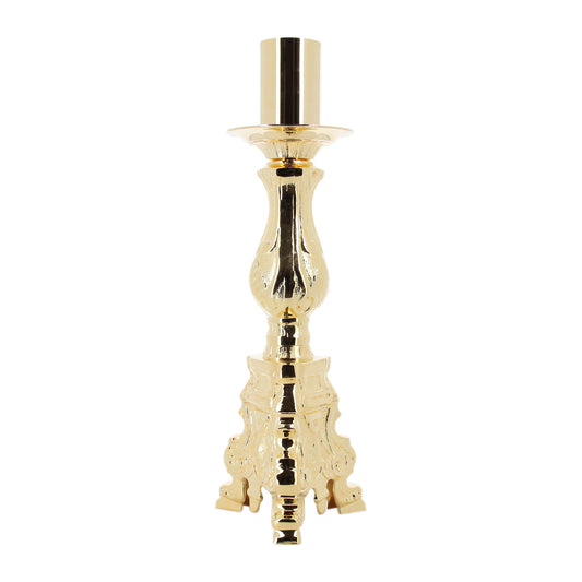 Portacerone rococo' in ottone dorato. Altezza 50 cm