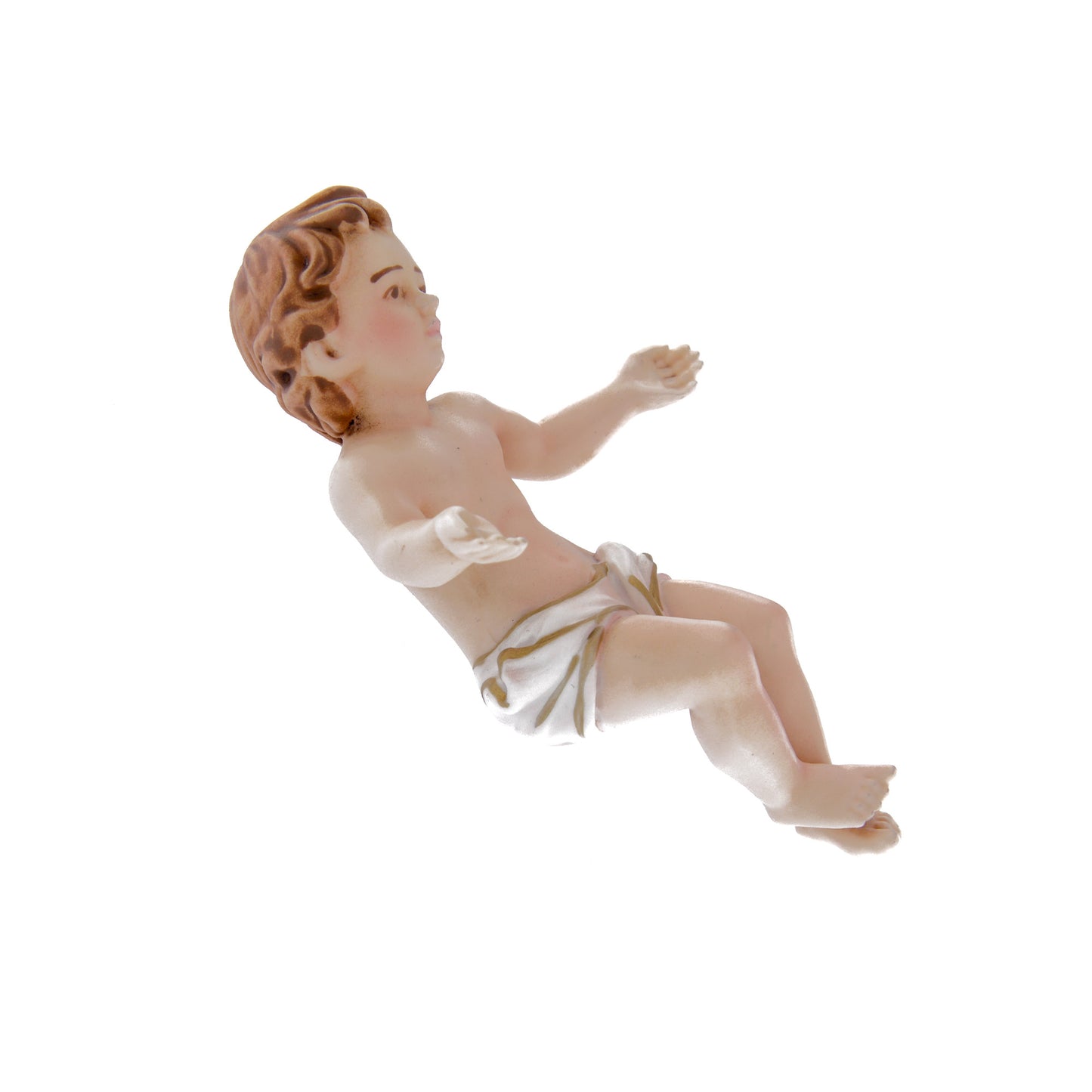 Statua Gesù Bambino in resina decorata, fluorescente al buio. Altezza 5 cm