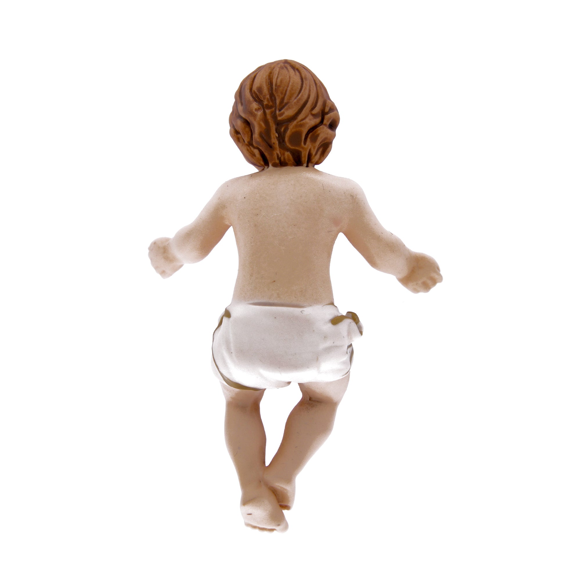Statua Gesù Bambino in resina decorata, fluorescente al buio. Altezza 5 cm