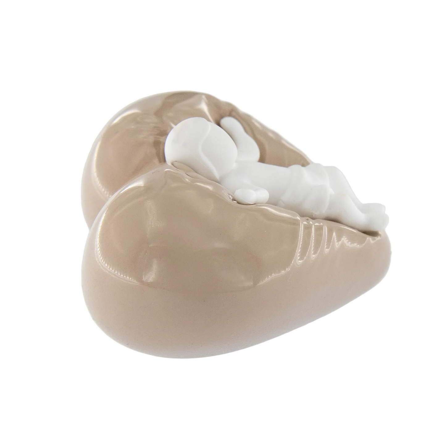 Gesù Bambino su cuore beige. Dimensioni 5x4 cm