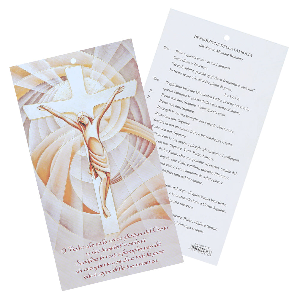 Benedizione con immagine oro a caldo. Immagina Cristo.