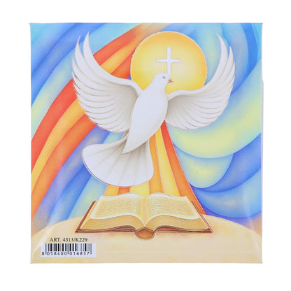 Ricordo Cresima – Angelo custode con colomba dello Spirito Santo da appendere. Dimensioni 10,5x7 cm