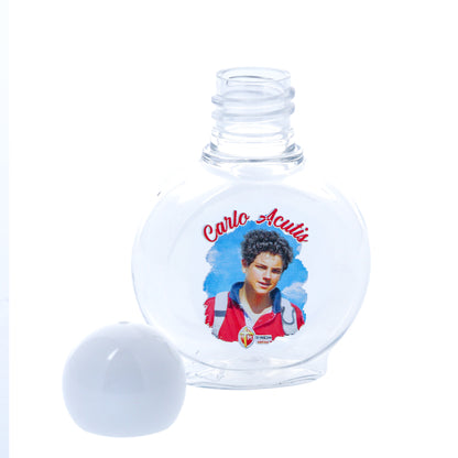Bottiglietta in plastica per acqua santa. Immagine Carlo Acutis. Capienza 40 ml
