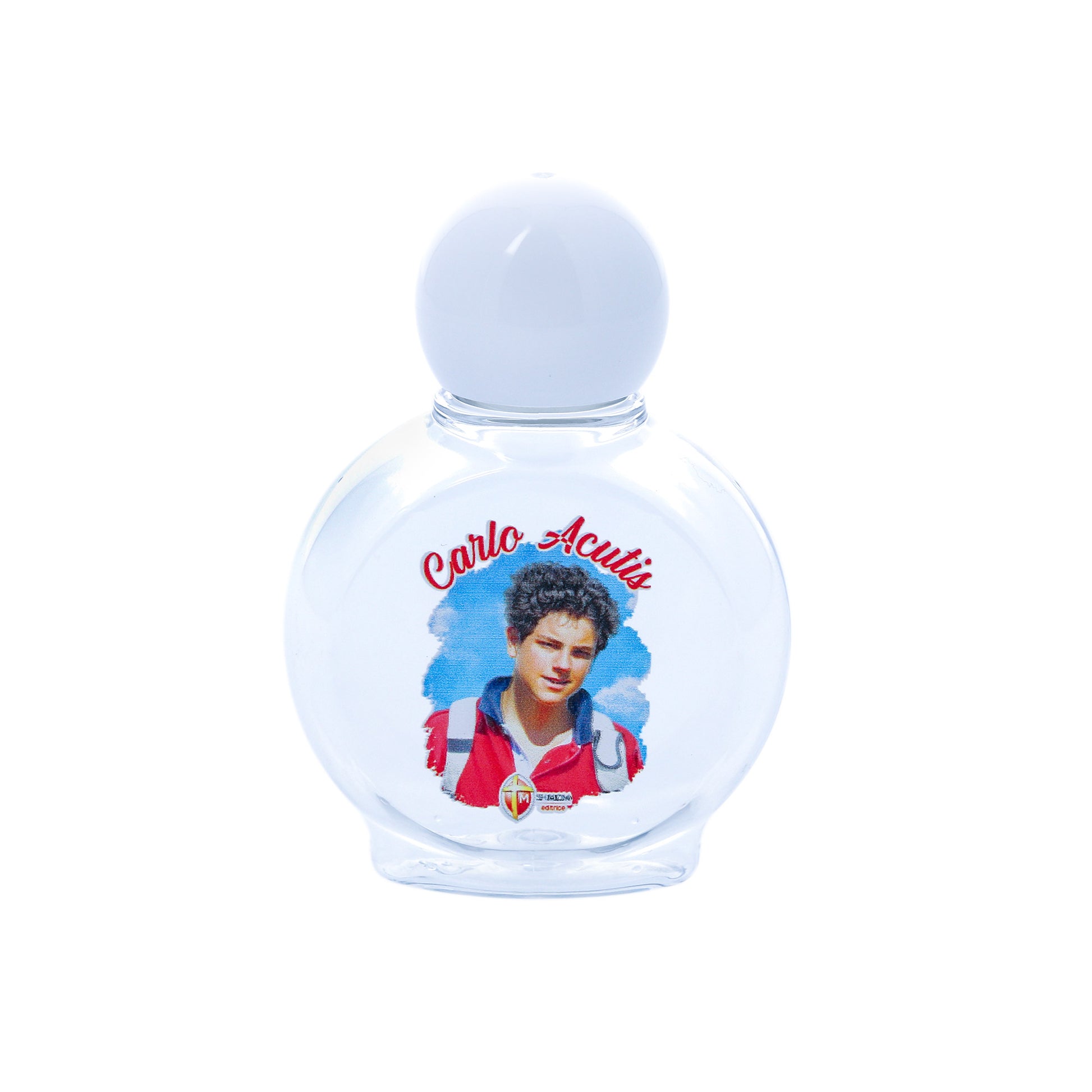 Bottiglietta in plastica per acqua santa. Immagine Carlo Acutis. Capienza 40 ml