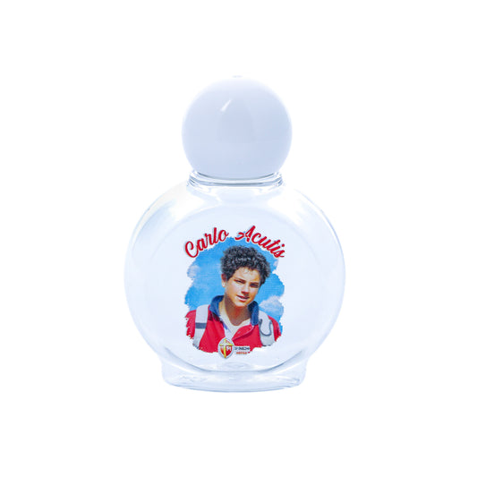 Bottiglietta in plastica per acqua santa. Immagine Carlo Acutis. Capienza 40 ml