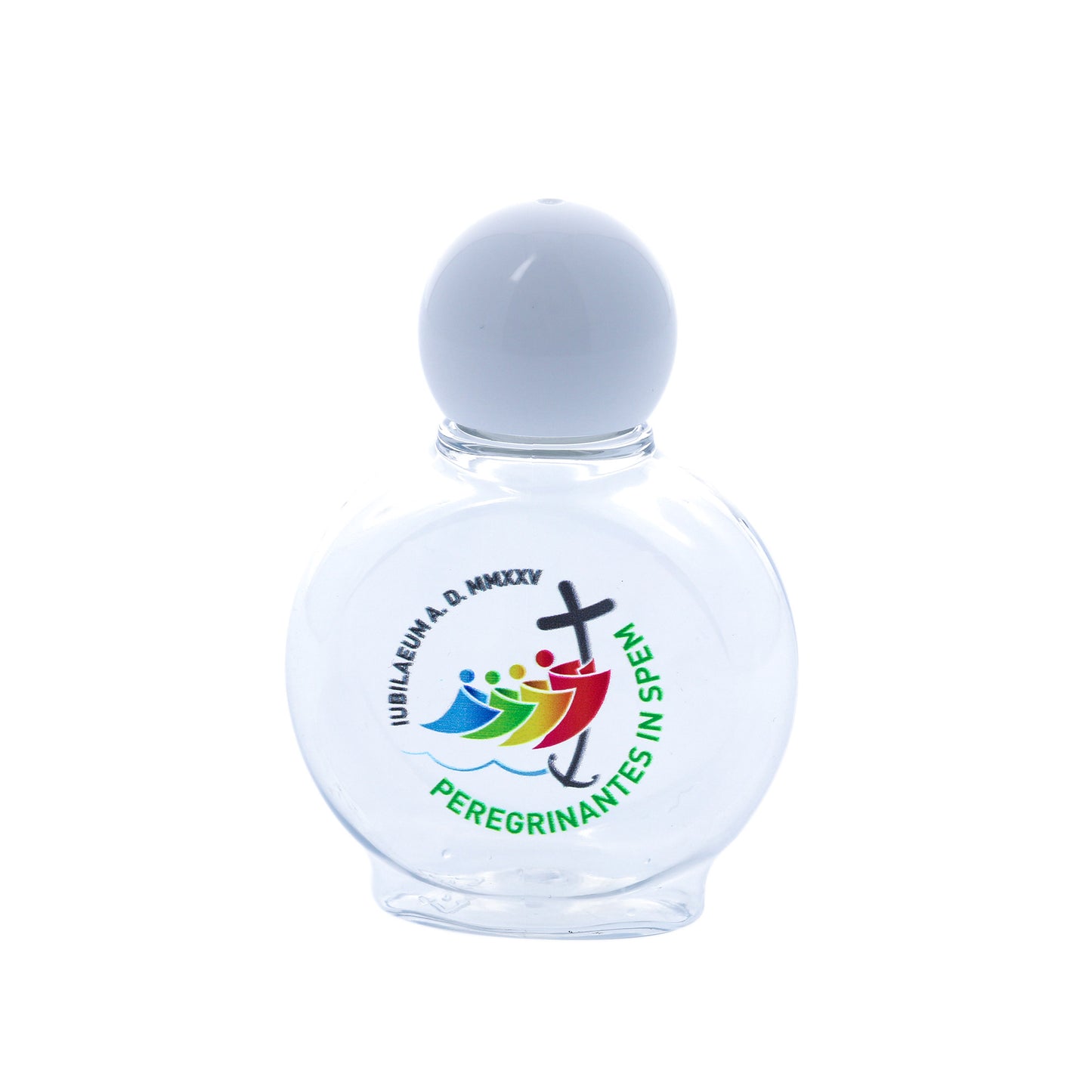 Bottiglietta in plastica per acqua santa con logo del Giubileo. Capienza 40 ml
