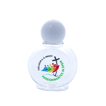 Bottiglietta in plastica per acqua santa con logo del Giubileo. Capienza 40 ml