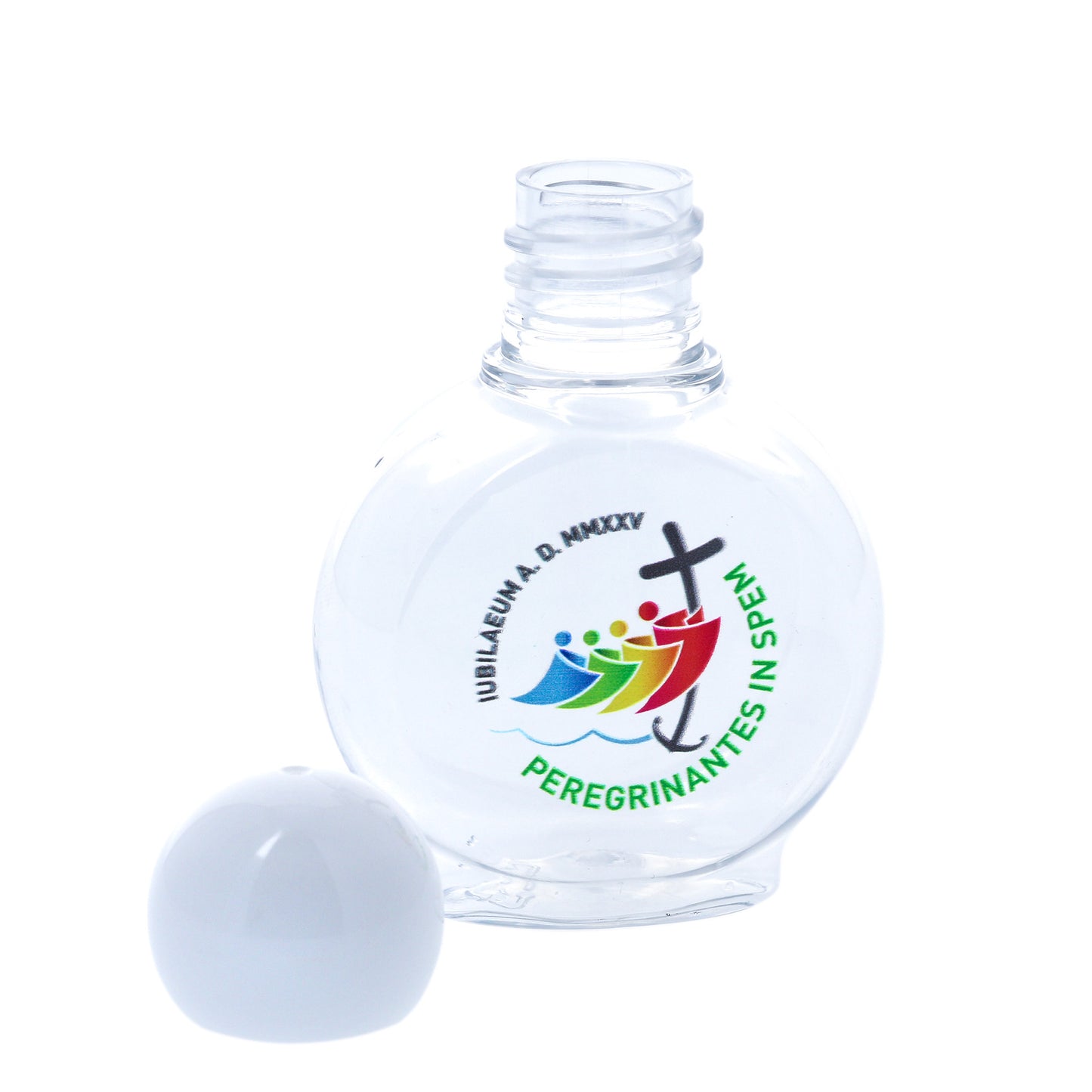 Bottiglietta in plastica per acqua santa con logo del Giubileo. Capienza 40 ml