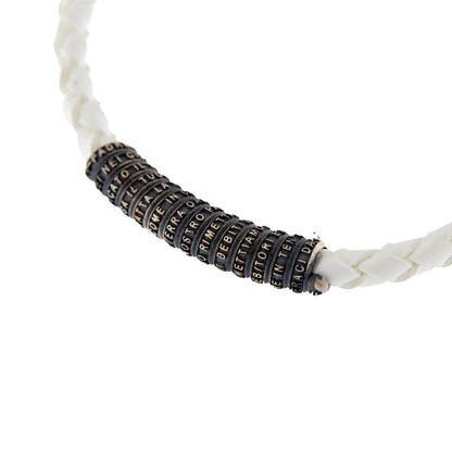Bracciale in pelle e inserto in argento 925 con preghiera Padre Nostro
